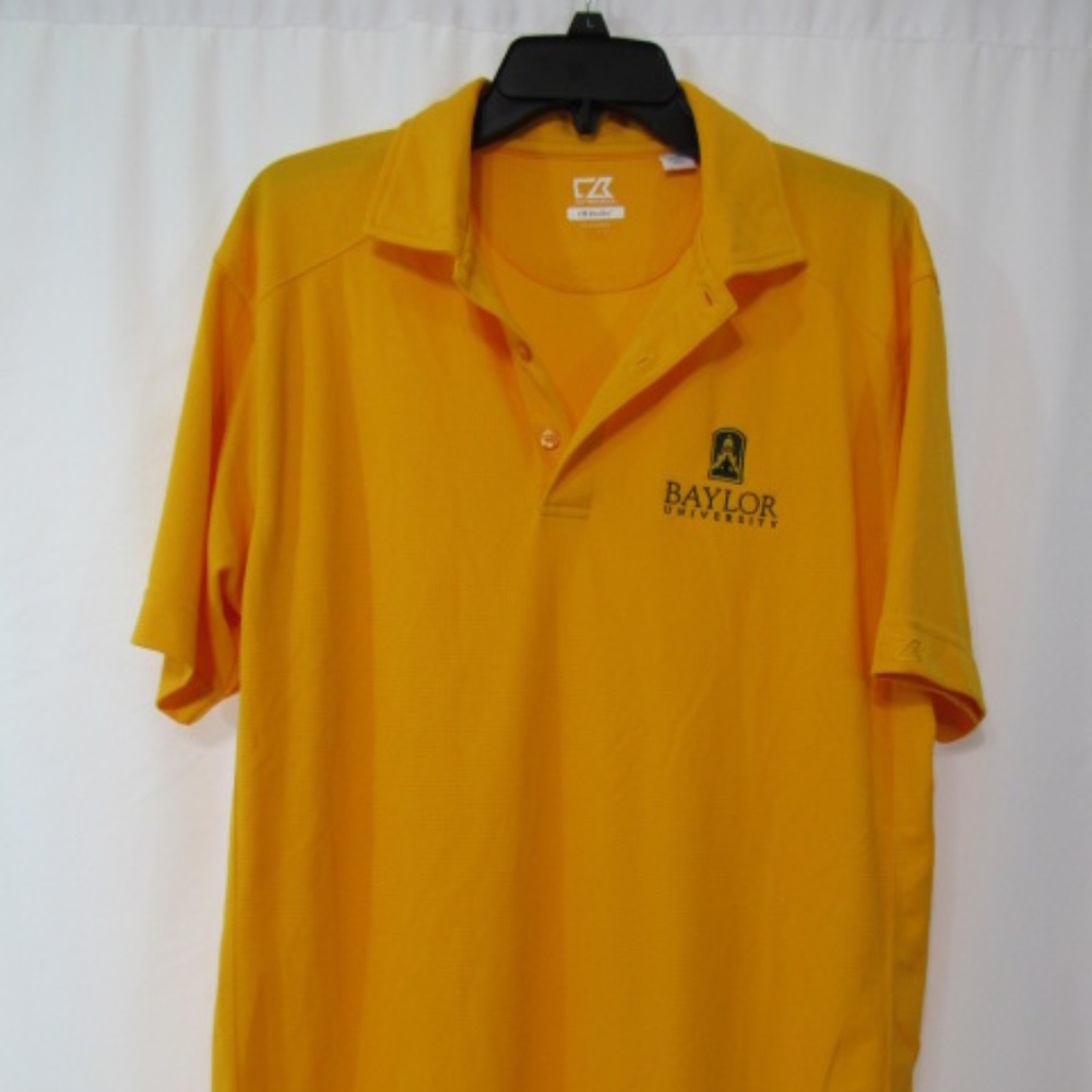 Baylor‎ Bears Cutter Buck Sportswear Golf Yellow Dry Tee Polyester Polo Shirt M